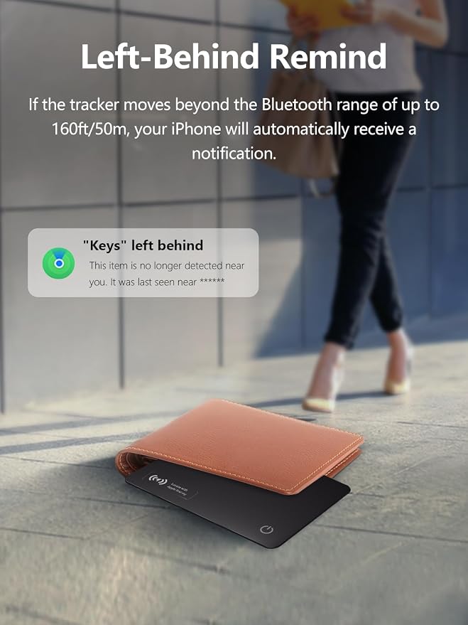 Wallet Tracker Card Work with Apple Find My, Ultra-Slim Rechargeable Tracking Card Credit Card Tracker for Wallet, Luggage, Passport (for iOS, 1 Pack)
