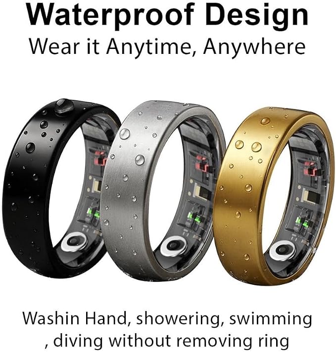 Smart Ring for Women & Men - Heart Rate, Blood Oxygen, Sleep Tracker | Waterproof IP68 | 12-Day Battery | Heart Rate, Steps, Calories Monitor | Comfort Fit Wearable Tech Accessory Ring