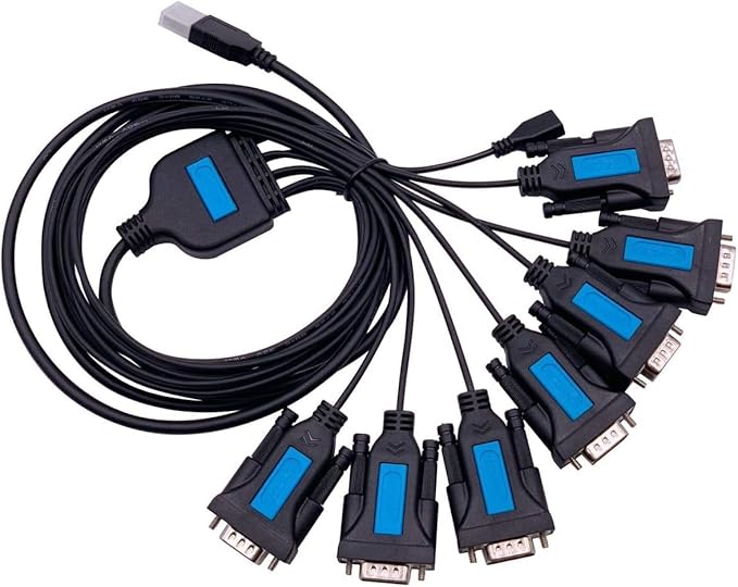 TECHTOO 7 Port Professional Prolific CHIP USB to Serial RS232 DB9 Adapter Converter Serial Cable 9-Pin Male to Male with Thumbscrews (W/Thumbscrews, 7 RS232 Port)