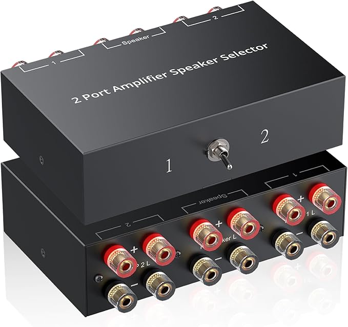 PROZOR 2(1)-in-1(2)-Out Amp Amplifier Speaker Switcher Selector, 2-Way Speaker switcher selector Box with A/B Switch and No External Power