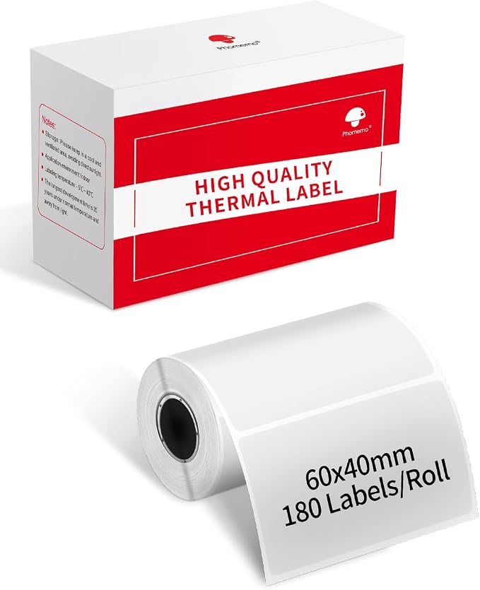 Phomemo M220 Label Maker & 4 Roll Label, 3.14 Inch Bluetooth Thermal Label Printer for Barcode, Address, Labeling, Mailing, File Folder Label, Easy to Use, Support Smartphone, Tablet&PC