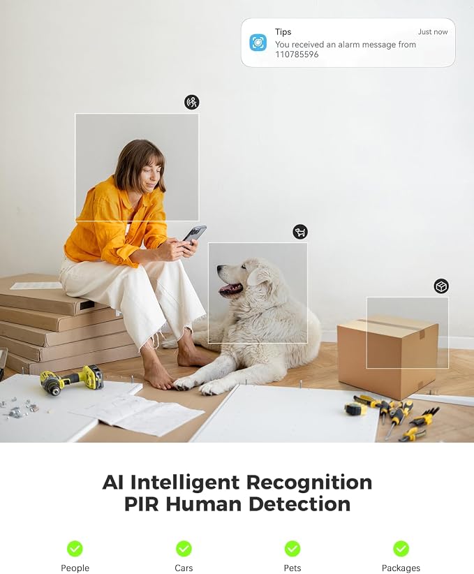 COCOCAM 2PCS Battery WiFi Indoor Security Camera Wireless, 5200mAh Battery, 2K Pan/Tilt Camera for Baby Monitor/Pet/Home Security, AI Recognition, PIR Human Detection, 2.4G WiFi