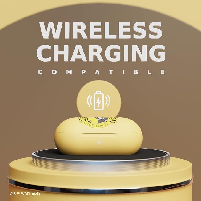 iJoy Harry Potter Hufflepuff Wireless Bluetooth Earbuds with Charging Case, Built-in Mic, 30 Hr Playtime, Officially Licensed | Harry Potter Gifts for Women, Men, Teens, Kids & All Fans of Hufflepuff
