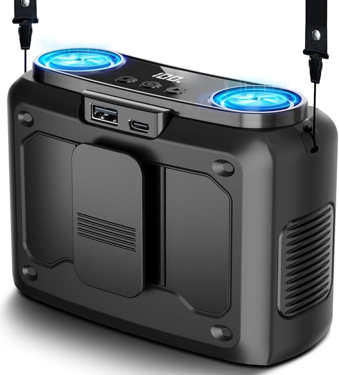 20000mAh Portable Fan,True High Speed Dual Motors with 200% Powerful Airflow, Up to 41Hours and Rechargeable Personal Neck Waist HandsFree Wearable Fans for Travel,Camping,Outdoor,Jobsite,Sports,Golf