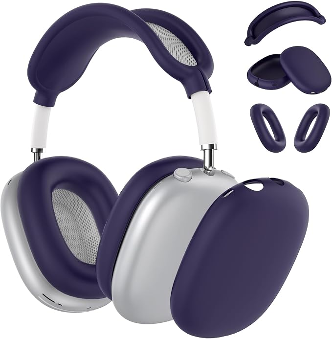 Silicone Case Cover for AirPods Max Headphones, Ear Pad Case Cover/Ear Cups Cover/Headband Cover for AirPods Max 2/1 (2026/2024/2020)(USB-C/Lightning), Accessories for Apple AirPods Max 2, Dark Purple