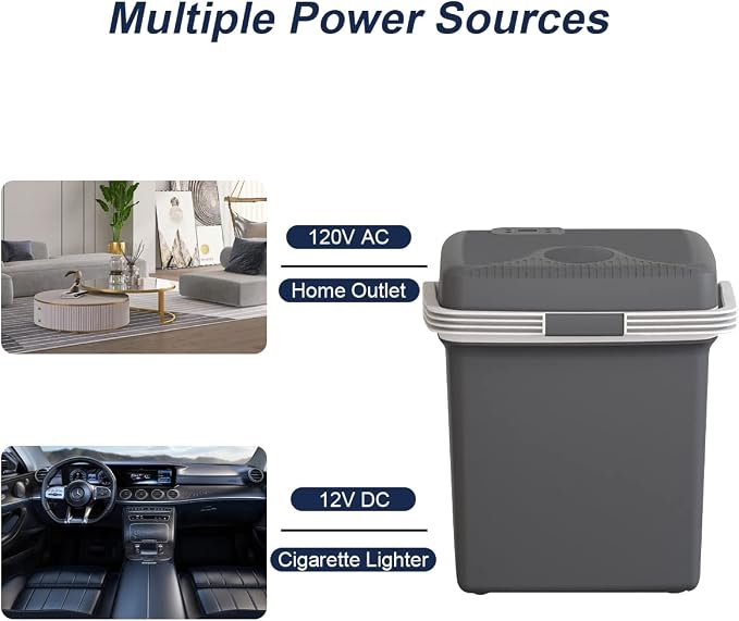 TREFAN Electric Cooler & Warmer28QT/26L, Portable Car Fridge (48℉~139℉), Car Cooler Plug in, Electric Car Coolers for Vehicles AC/DC,12V Refrigerator for Car, Travel, Camping,Truck