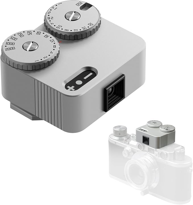 TTARTISAN Light Meter II, Adjustable ISO Aperture and Shutter Speed with Cold Shoe Lightmeter for Film Camera Light Meter Photography (Silver)