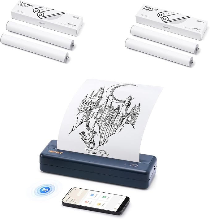 iDPRT MT890 Portable Wireless Printer with 5 Roll Paper