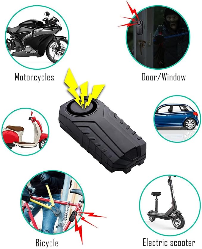 Mengshen 3 Pack Bike Alarm Anti-Theft Burglar Security Sensor for Motorcycle Scooter Trailer Bicycle Door Window Car Electric Scooter IP65 Waterproof 113dB Loud