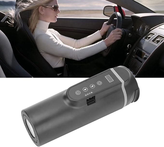 500ml Car Electric Mug, Men Women Travel Kettle, Electric Heated Travel Mug, Portable Auto Shut Off Water Boiler for Tea Coffee (Black)