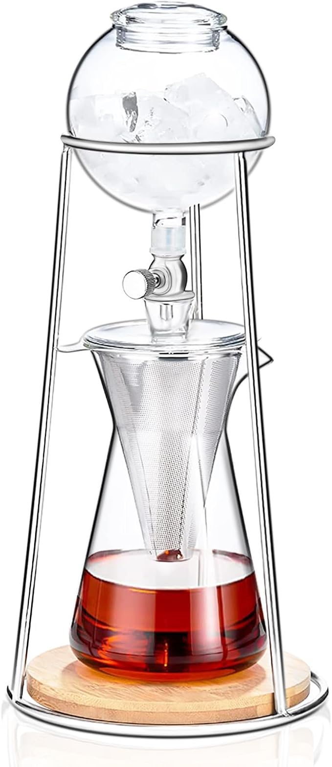 PARACITY Cold Brew Coffee Maker, Iced Coffee Maker in Stainless Steel and Borosilicate Glass, Cold Brew Drip Coffee Maker with Slow Drip Technology, Iced Tea Maker 2-4 Cup