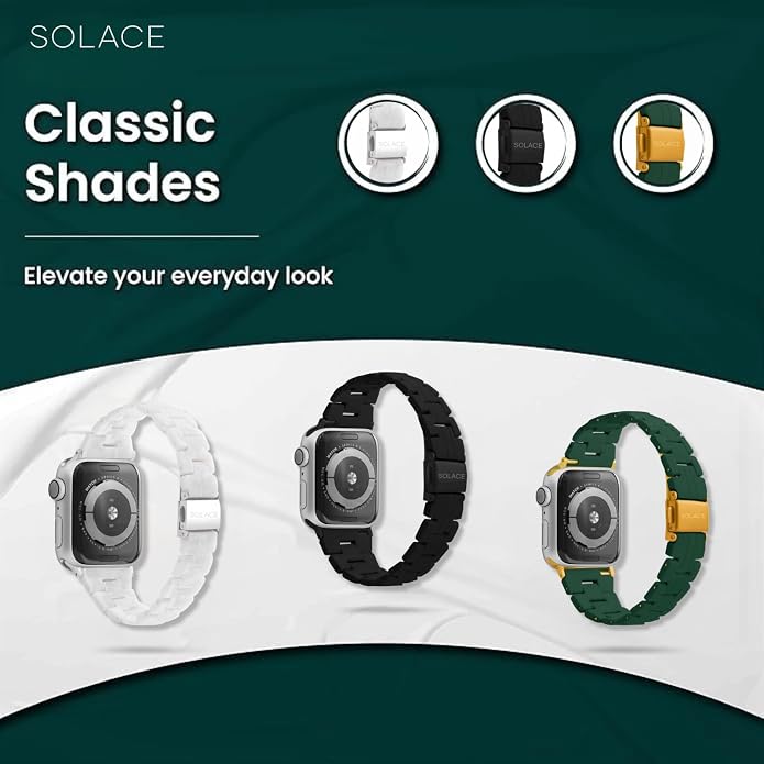 Solace Bands Slim Matte Resin Watch Band - Universal Fit for Apple Watch Bands for Women and Men, iWatch Bands for 38mm 40mm 41mm 42mm 44mm 45mm 49mm Ultra, SE and Series 11 10 9 8 7 6 5 4 3 2 1