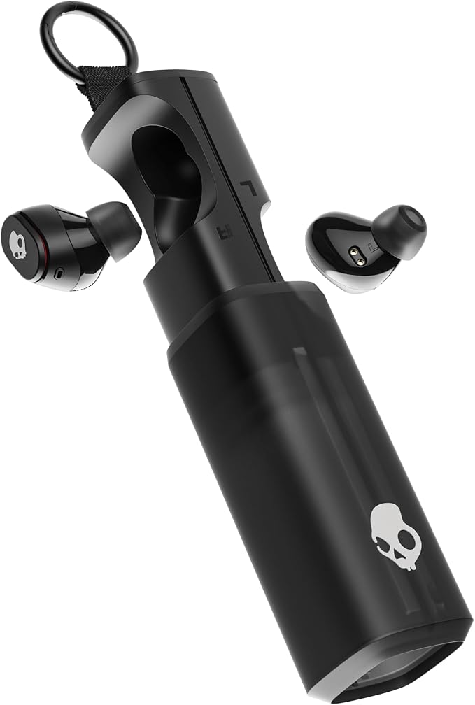 Skullcandy Dime 360 Wireless Earbuds, Bluetooth Headphones, Noise Isolating Fit, Up to 28 Hours Battery, Microphone for iPhone Android, Easy Carry with Clip-Anywhere Case - True Black