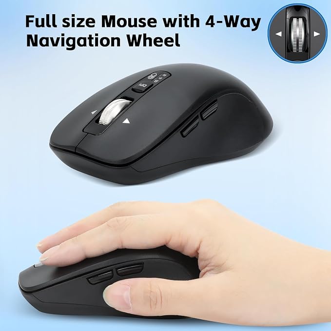 CITLLA Wireless Keyboard and Mouse Combo, Scissor-Switch Keys, 2-in-1 USB Receiver and Two Bluetooth, Multi Device Silent Design for Computer, Laptop, MacBook and iPad (Pure Black)