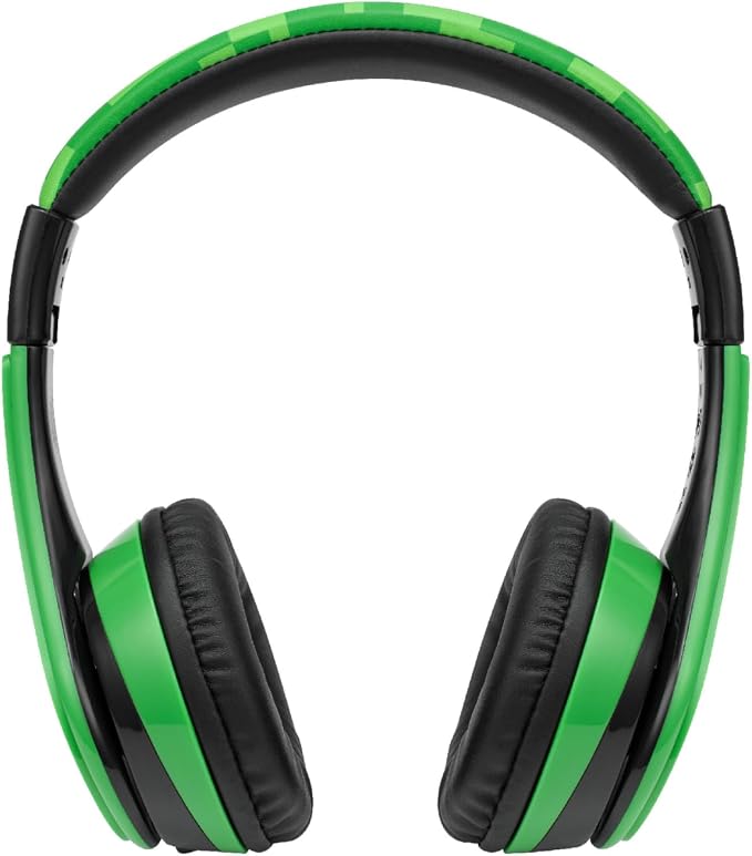 Minecraft Kids Bluetooth Headphones, Wireless Headphones with Microphone | Volume Reduced and Adjustable Headband