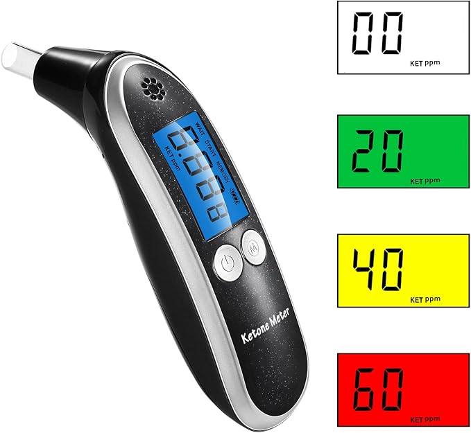 Ketone Meter & Breath Analyzer - Portable, Professional Home Breath Ketosis Meter Advanced Ketosis Breath Tester with 10 Mouthpieces | Breath Ketone Testing for Keto Tracking