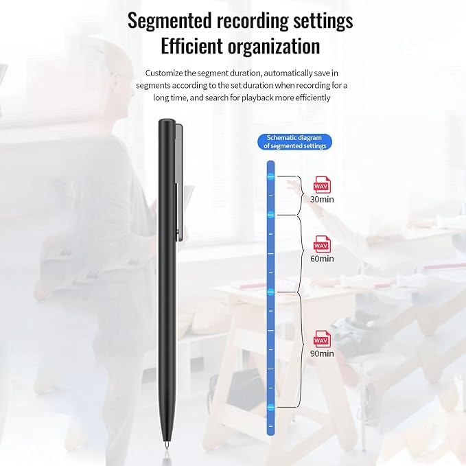 LICAEVEY Smart Voice Activated Recorder Pen with AI Noise Reduction, 25 Hours Long Standby & Type C Charging, Ergonomic Design Pen Recorder for Meetings (64GB)