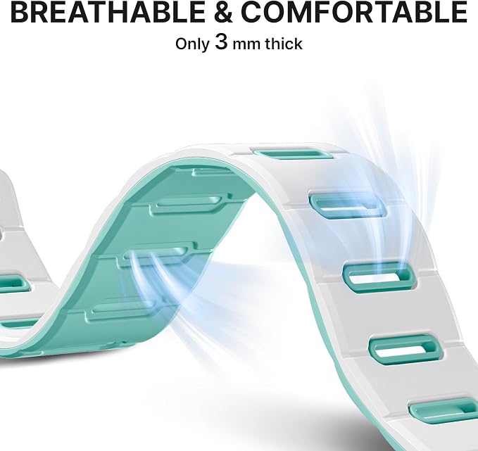 Bandletic Reversible Magnetic Band Compatible with Apple Watch 42mm(Series 11 10) Men Women 41mm/40mm/38mm, Strong Magnet Wristbands Soft Silicone Straps for iWatch Series 9 8 7 6 5 4 SE3 SE2 3 2 1