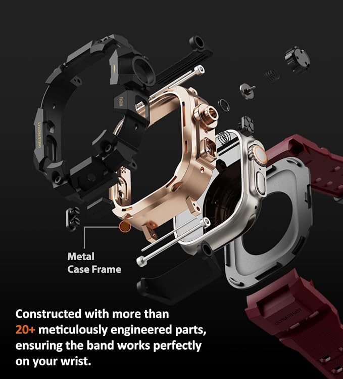 ULTIMAL Rugged Case with Band for Apple Watch 49mm,Compatible with Apple Watch Ultra 3/2/1, Military Grade Shockproof Bumper Cover for iWatch Tactical Band Men (49mm,Red)