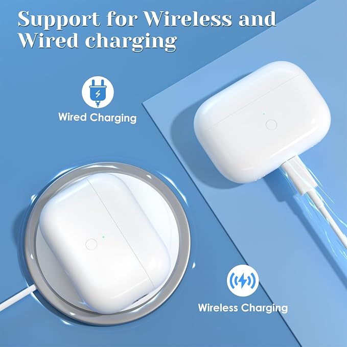 Compatible for AirPods Pro 1st 2nd Gen Wireless Charging Case, Replacement for Airpod Pro 2 Charging Case with Bluetooth Pairing Sync Button