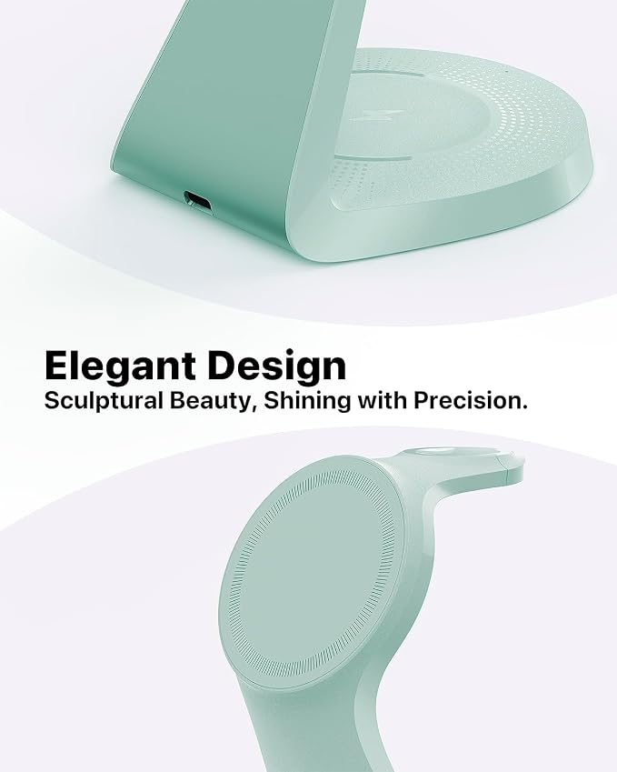 3 in 1 Charging Station for Apple Devices,Mag-Safe Charger Stand Fast Charging,Wireless Charger for iPhone17/ Air/16/15/14/13/12 Series,& AirPods,& iWatch(USB-C Charger Included)