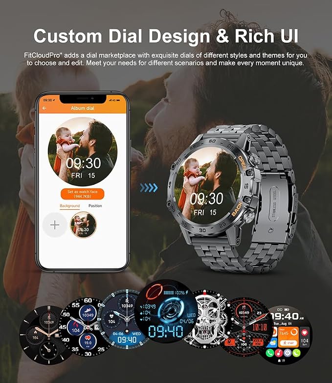 SUNKTA Military Smart Watch for Men(Answer/Dial Calls),1.39''HD Touchscreen,100 Sports Modes, 5ATM Waterproof Fitness Watch,with Blood Pressure/Heart Rate/SpO2 Smart Watch for Android/iOS