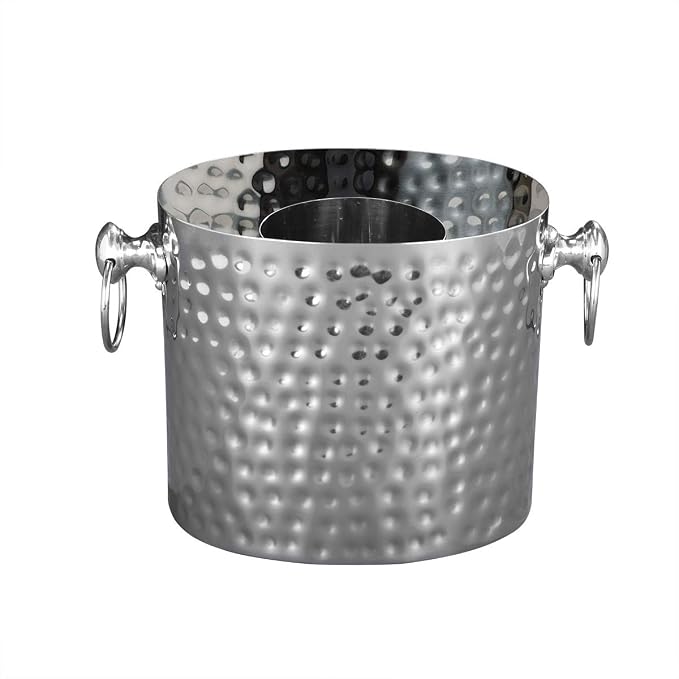 1-Bottle Wine Chiller Ice Bucket | Keeps Wine & Champagne Bottles Cold Without Touching Ice | Wine Bucket | Handcrafted Artisan Design | Patented Technology | Stainless Steel