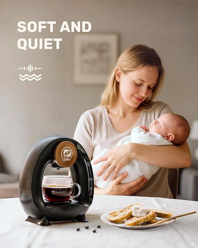 i Cafilas 2-in-1 Coffee Maker, Fast Brew in 1.5mins, Single Serve Coffee Machine Compatible with K-Cup Pods & Ground Coffee, 1400W with 20s Preheat, Compact for Home,Small Place,Office & RV, 8oz,Black