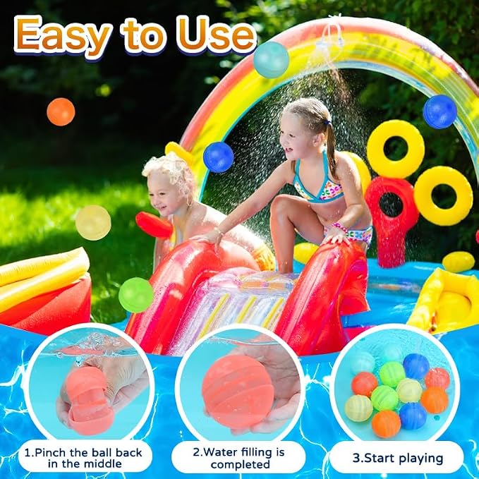 24PCS Reusable Water Balloons, Self-Sealing Silicone Water Bomb, Refillable Water Balls for Boys and Girls, Outdoor Summer Water Toys Pool Beach Park Yard