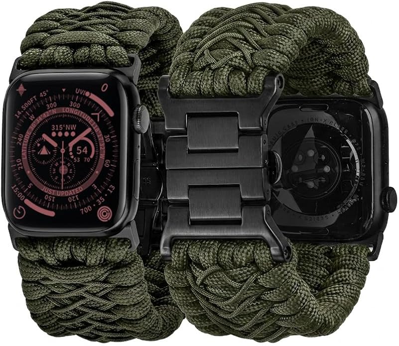 Tefeca Titan Series Paracord Band Compatible with Apple Watch Ultra 2/49mm, Series 10/46mm, 9/8/7/45mm, SE2/SE/6/5/4/44mm, and 3/2/1/42mm