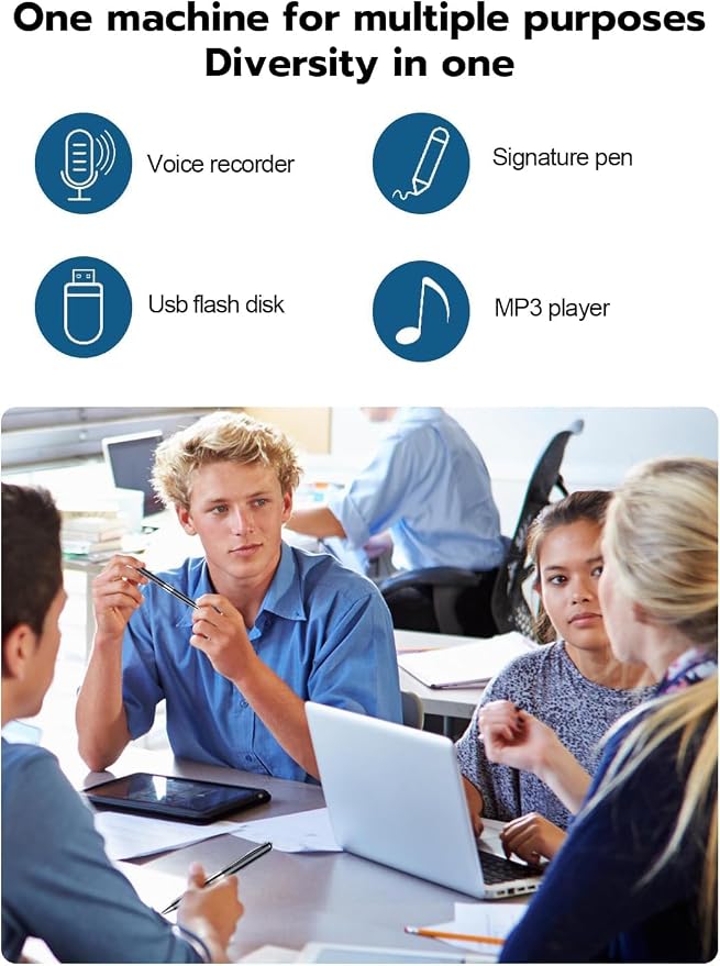 Upgraded Voice Recorder Pen with 2X Battery Life Built-in 64GB Chip Storage 7200Hrs Voice Activated Audio Recorder, AI Noise Reduction, MP3 Player Type-C USB Flash Drive for Lectures, Meetings