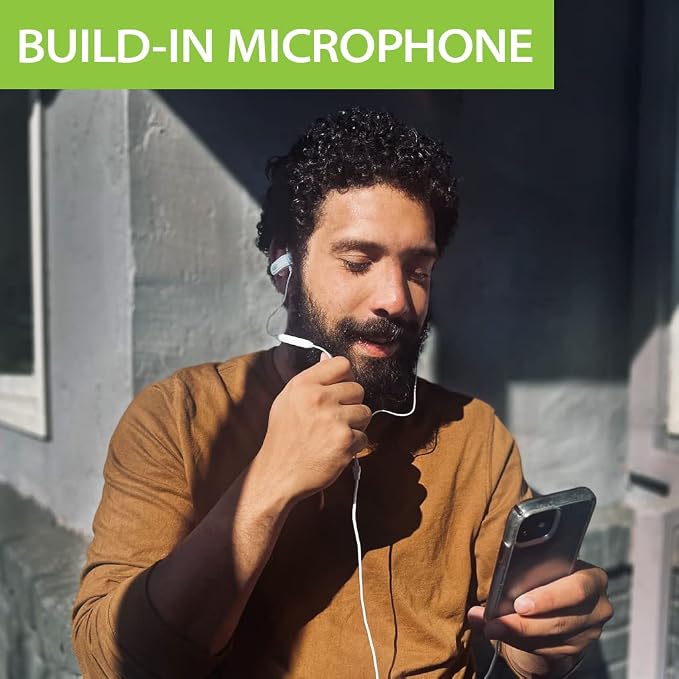Avantree E171 - AUX 3.5mm Wired Earbuds with Microphone & in-Line Volume Control, Compatible with Traditional 3.5mm AUX Phones Corded Headphones with Ear Hook for Running & Sports, White