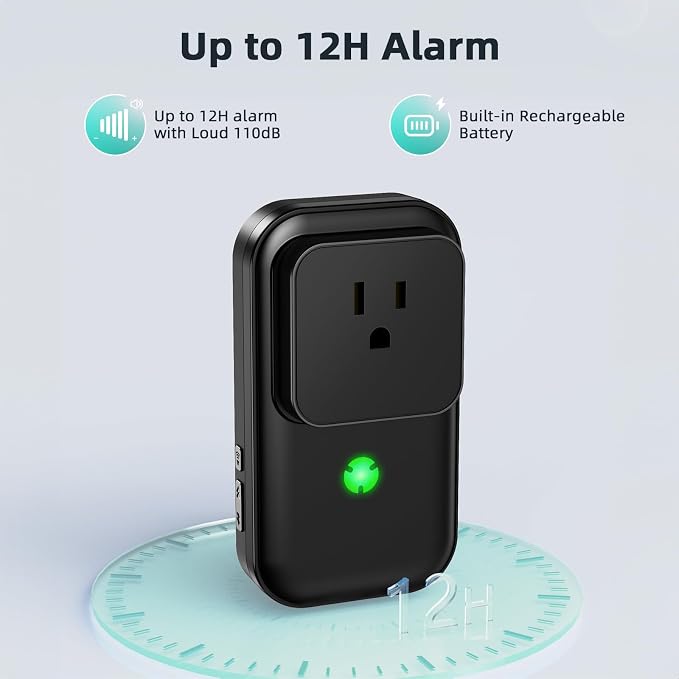 Power Failure Alarm, Freezer Power Outage Alarm 7 Sirens, Freezer Alarm with 0-110dB Adjustable LED Indicator 12H Alert, Power Loss Alarm Monitor for Refrigerator, Sump Pumps, Aquarium