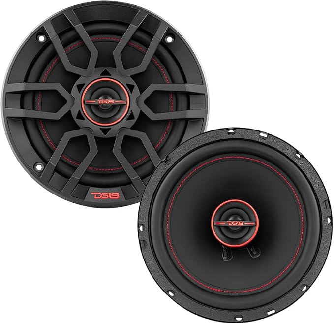 DS18 GEN-X6.5 Coaxial Speaker - 6.5", 3-Way, 165W Max, 50W RMS, Black Paper Cone, Two Mylar Dome Tweeters, 4 Ohms - Clarity Unparalled by Other Speakers in Their Class (2 Speakers)