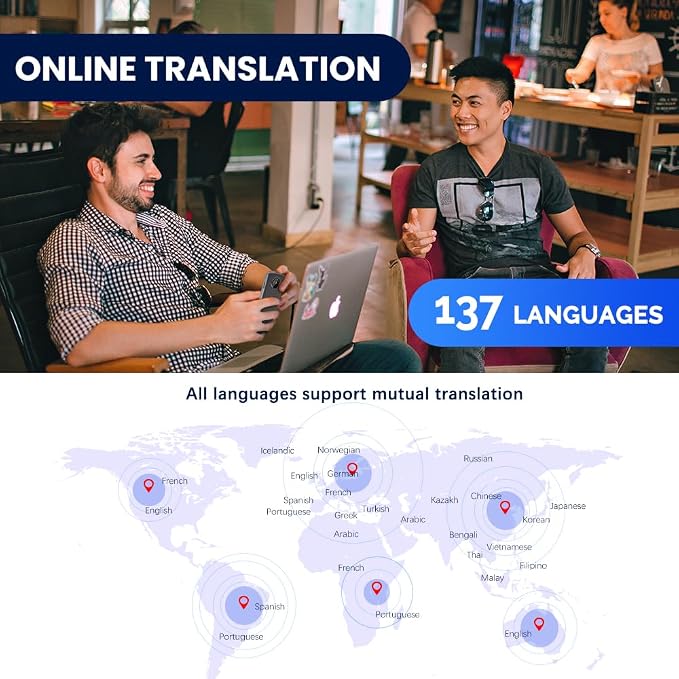 Language Translator Device,No WiFi Needed, Two-Way Instant Language Translator Support 137 Languages Portable Real Time,Voice Translation Online/Offline/AI/Text/Photo Translation (Silver Black)