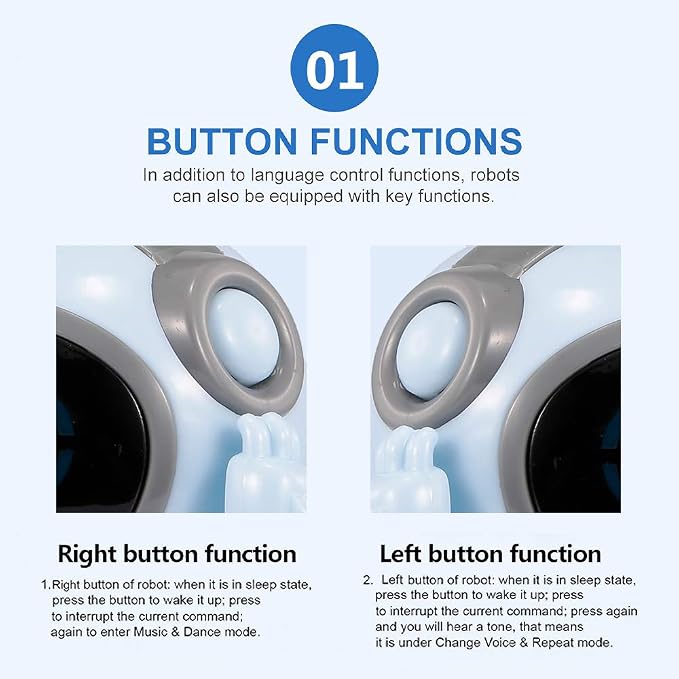 GoolRC Mini Pocket Robot, with Interactive Dialogue Conversation, Voice Recognition, Singing and Dancing, Electric Small Robot Gift (Blue)