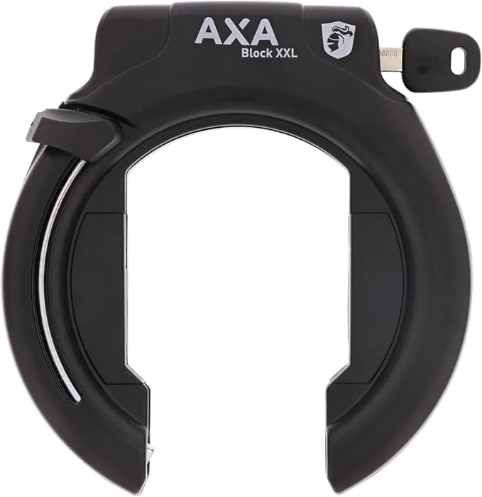 AXA Block XXL Ring Bike Lock, Heavy-Duty Retractable Rear Wheel Frame Lock with 56 mm (2.2") Extra-Wide Opening, Anti-Theft Security System for Bicycles, City Cruisers, Commuter, and E-Bikes