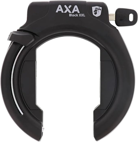 AXA Block XXL Ring Bike Lock, Heavy-Duty Retractable Rear Wheel Frame Lock with 56 mm (2.2") Extra-Wide Opening, Anti-Theft Security System for Bicycles, City Cruisers, Commuter, and E-Bikes