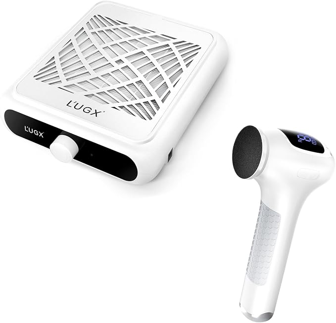 L'UGX Electric Foot Callus Removers with Nail Dust Collecto White
