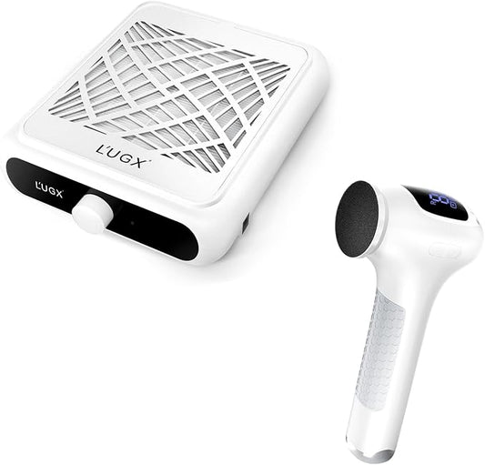 L'UGX Electric Foot Callus Removers with Nail Dust Collecto White