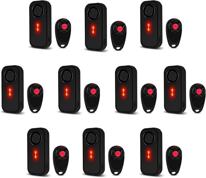 USUPERINK Car Alarm System, 113dB Fake Car Alarm, Motion Alarms for Cars Vehicle Security Alert Automotive Vibration Warning Interior Safety Red LED Light IP66 Waterproof, 10Pcs
