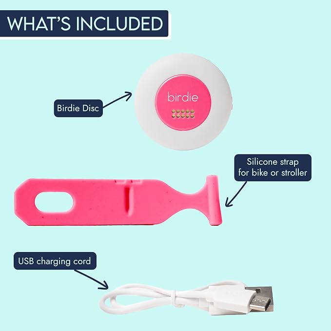 She's Birdie - The Original Personal Safety Alarm Disc for Bikes, Hikes, and Late Nights - Loud Siren, LED Light for Extra Visibility, Rechargeable, Handsfree, Lightweight, Water Resistant (Hot Pink)