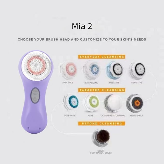 Sonic Facial Cleansing Facial Cleansing Device Mia2 Mini Version (Lavender) | Whitening with Replaceable Brush Head