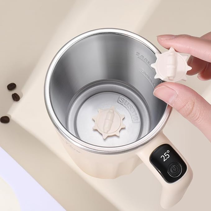 Self Stirring Mug,Self Stirring Coffee Mug,Suitable for Coffee, Milk, Cocoa and Other Beverages (Cream-temperature, 12 Ounces)
