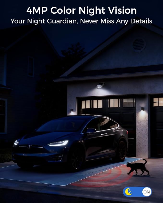 Solar Security Cameras Wireless Outdoor, 2Mins DIY Installation 4MP Color Night Vision Cameras for Home Security, Compatible Home Station Only