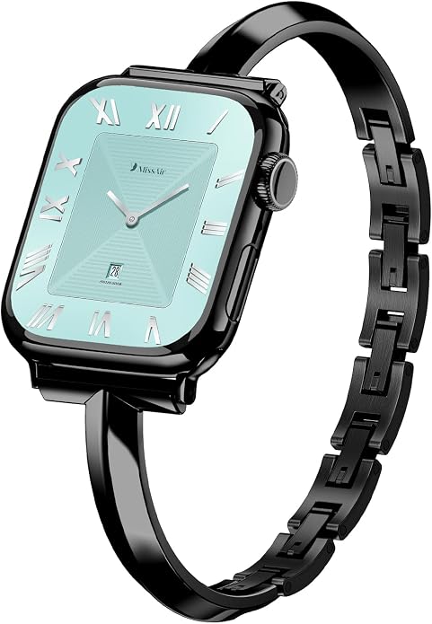 Missair Thin Band Compatible with Apple Watch 38mm 40mm 41mm 42mm 44mm 45mm 46mm 49mm for Women, Slim Bracelet Designer Dressy Stainless Steel Metal Strap for iWatch Series 11 10 9 8 7 6 5 4 SE Ultra