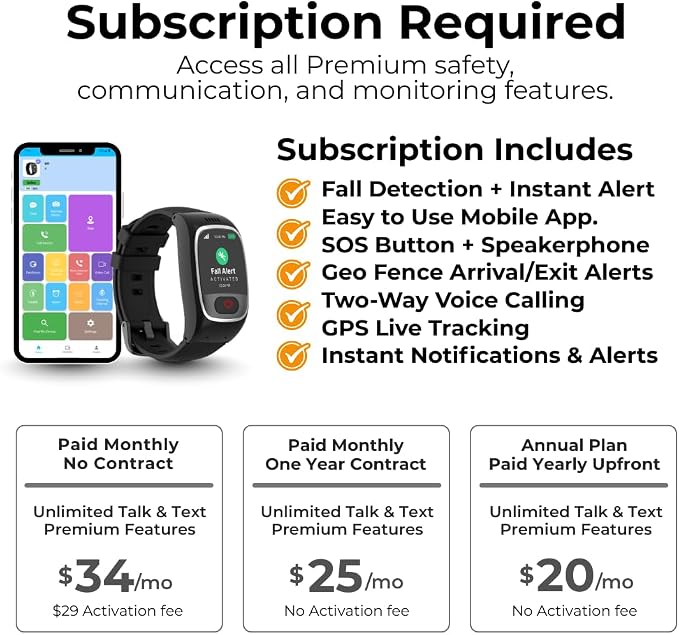 Seculife Medical Alert Smartband for Seniors — Alerts Go Direct to Family, No Call Center | Auto Fall Detection, GPS Tracking, Heart Rate Monitor, 2-Way Calling, SOS Button, Waterproof Wearable