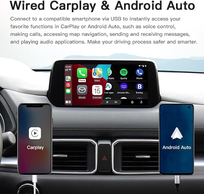Carplay Adapter Compatible with Mazda 2/3/6/CX3/CX5/CX9/MX5 2014-2021 Year | OEM Hub Retrofit Kit for Mazda Connect System, Fit for Carplay & Android Auto, TK78-66-9U0C LEXXSON