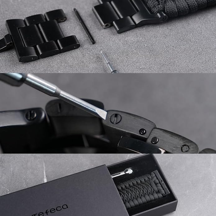 Tefeca Titan Series Paracord Band Compatible with Apple Watch Ultra 2/49mm, Series 10/46mm, 9/8/7/45mm, SE2/SE/6/5/4/44mm, and 3/2/1/42mm