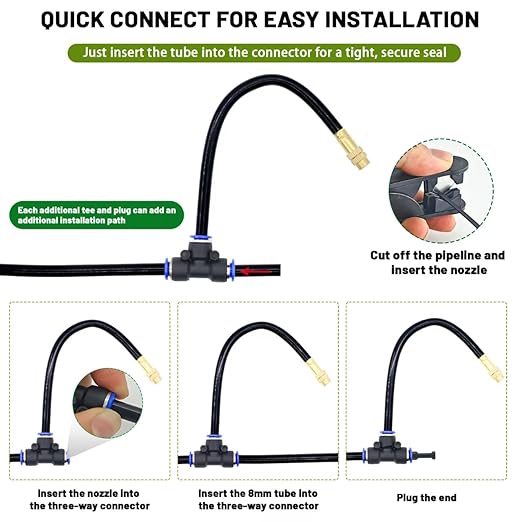 Thiswing 360° Adjustable Drip Irrigation System - 100 FT Automatic Garden Watering System with 32 Nozzles & Water Timer, Raised Bed Sprinkler System, Garden Mister for Yard, Lawn, Plants, 5/16" Tubing